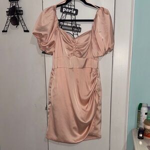 Fashion Nova Blush Puff Sleeve Mini Dress